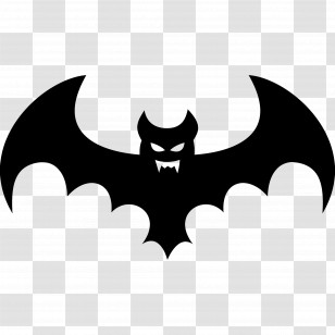 Halloween Bat - Bat Silhouette With Fangs For Halloween Transparent PNG