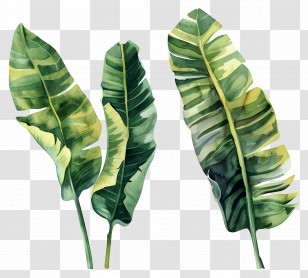 Banana Leaves - Tropical Green Banana Leaves Design Transparent PNG