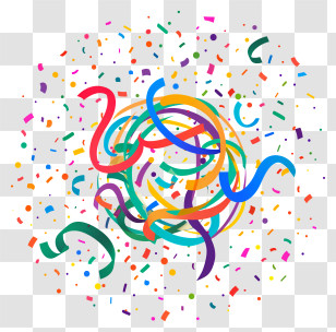 Confetti And Streamers - Party Confetti And Streamers Graphic Illustration Transparent PNG