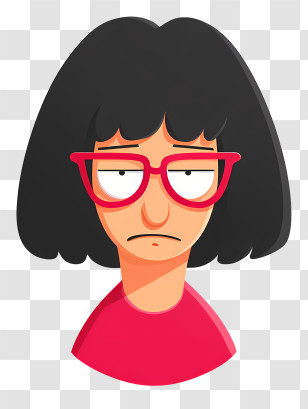 Tina Belcher - Cartoon Girl With Glasses Transparent PNG