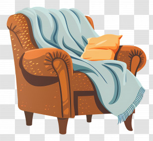 Cozy Armchair - Cozy Armchair With Blanket And Pillows Transparent PNG