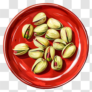 Pistachio - Healthy Pistachios On A Red Plate Transparent PNG
