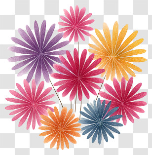 Colorful Fireworks - Colorful Flower Bouquet Illustration Transparent PNG