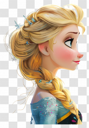 Frozen Elsa Princess - Blonde Character With Intricate Braid Transparent PNG