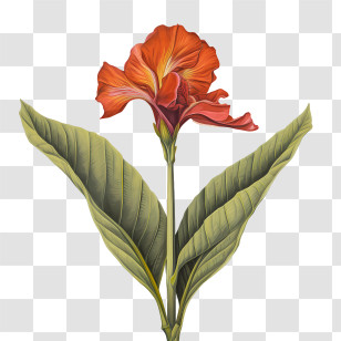 Canna Indica - Canna Lily Red Flower Illustration Transparent PNG
