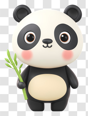 Panda Holding Bamboo Stick - Adorable Panda Holding Bamboo Transparent PNG