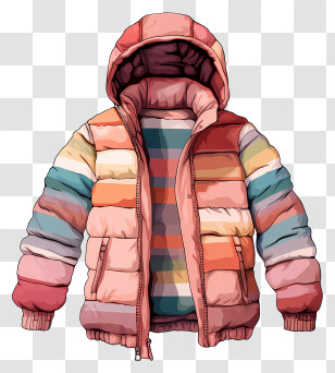 Raincoat - Colorful Puffer Jacket In Cartoon Style Transparent PNG