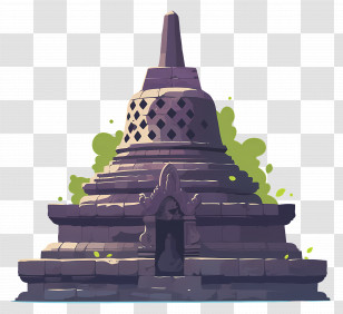 Borobudur - Illustration Of A Buddhist Stupa With Intricate Details Transparent PNG