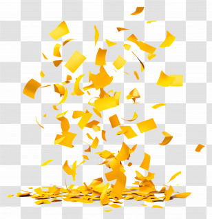Paper Falling - Bright Yellow Confetti Explosion Transparent PNG