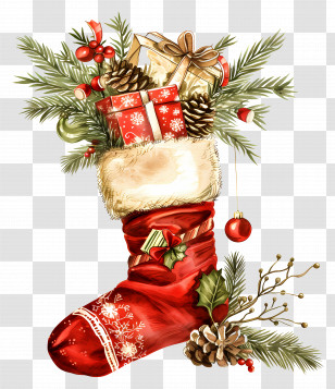 Christmas Sock - Christmas Stocking With Gifts Transparent PNG