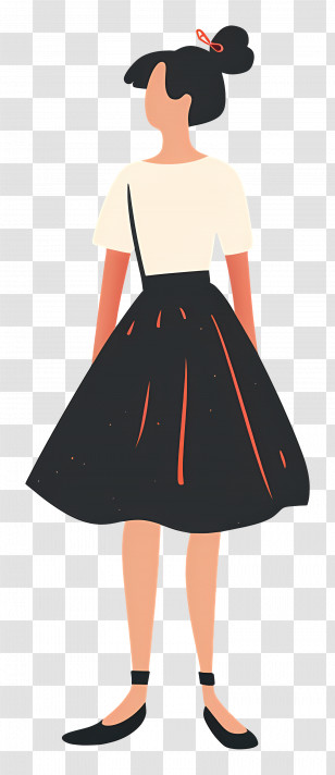 Woman In Skirt - Stylish Woman In Black Skirt Illustration Transparent PNG