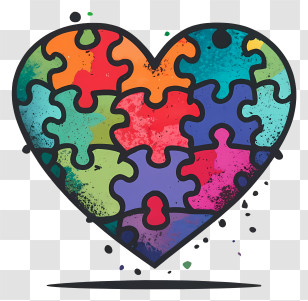 Heart Puzzle - Colorful Puzzle Heart Transparent PNG