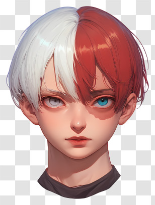 Shoto Todoroki - Character With Two-Toned Hair And Intense Gaze Transparent PNG