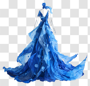 Dress In Blue Day - Elegant Flowing Blue Dress Illustration Transparent PNG
