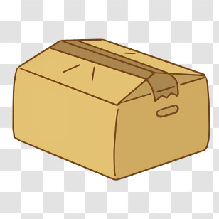 Cartoon - Simple Cardboard Box With Tape Transparent PNG