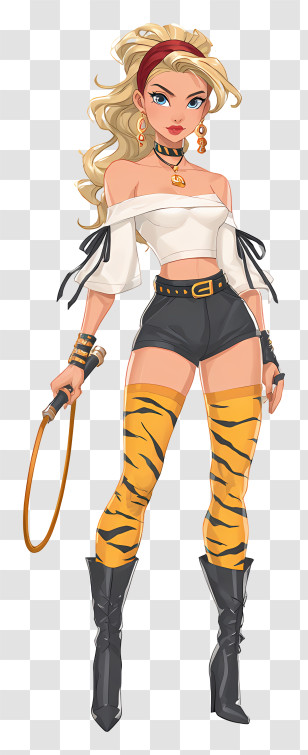 Tiger’s Eye - Stylish Blonde Woman With Whip Transparent PNG
