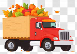 Fall Truck - Red Truck Carrying Harvest Items For Autumn Vibes Transparent PNG