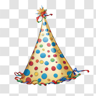 Birthday Hat - Golden Party Hat With Colorful Dots Transparent PNG