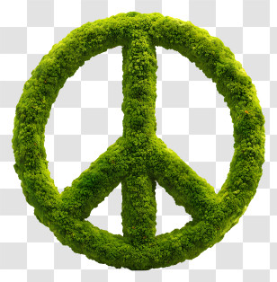 Mossy Peace Symbol - Green Peace Symbol Made Of Leaves Transparent PNG