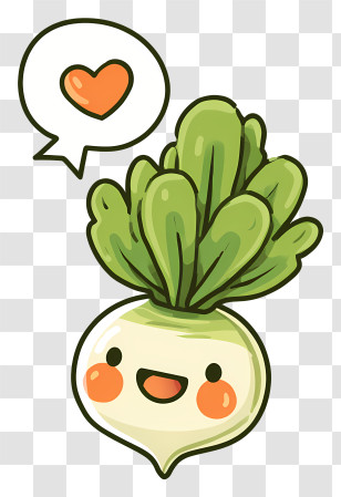 Cute Kawaii Cabbage - Happy Radish With Heart Transparent PNG