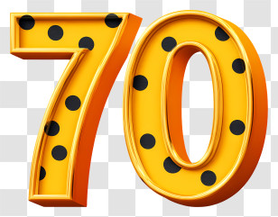 Number 70 Gold - Yellow Polka Dot Number 70 Transparent PNG