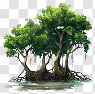 Mangrove Forest - Mangrove Tree Cluster In Wetlands Transparent PNG
