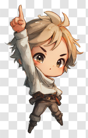 Pointing Up - Chibi Anime Character Transparent PNG