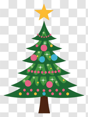 Christmas Tree - Decorated Christmas Tree With Star Transparent PNG
