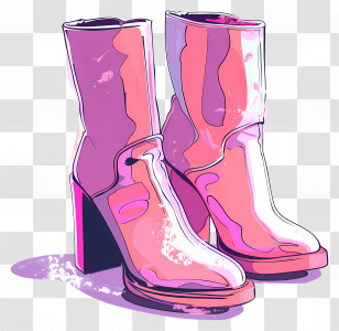 Fashion Boots - Stylish Pink Boots With High Heels Transparent PNG