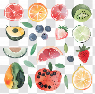 Food - Watercolor Assorted Fruits Illustration Transparent PNG