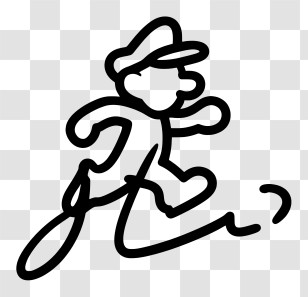 Mario Outline - Running Cartoon Character Drawing Transparent PNG