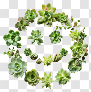 Smiley Face - Succulent Circle Arrangement With Green Plants Transparent PNG