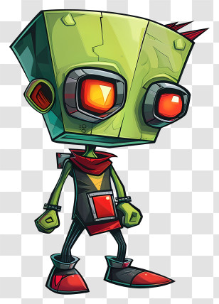 Invader Zim - Green Robot Cartoon Character With Red Eyes Transparent PNG