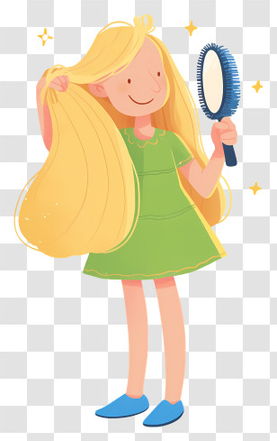Girl Combing Hair - Blonde Girl With Hairbrush Transparent PNG