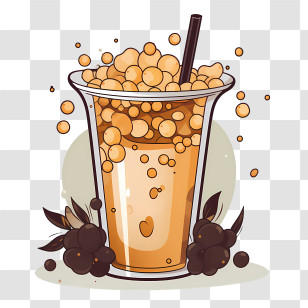 Bubble Milk Tea - Bubble Tea With Tapioca Pearls Transparent PNG