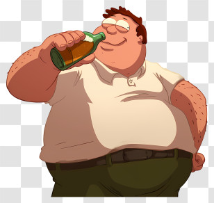 Peter Griffin Drinking Beer - Cartoon Man Drinking From A Bottle Transparent PNG