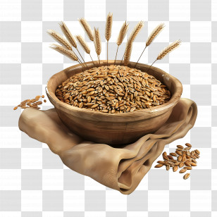 Grain Bowl - Bowl Of Wheat Grains Transparent PNG