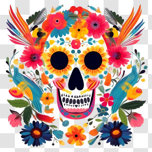 Day Of The Dead - Floral Sugar Skull For Day Of The Dead Transparent PNG
