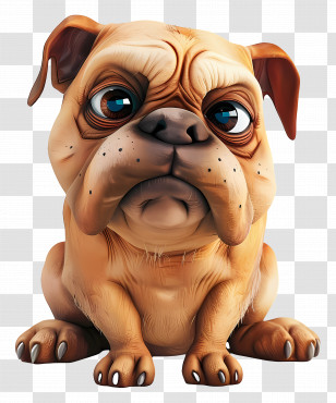 3d Dog - Cartoon Bulldog With Adorable Expression Transparent PNG