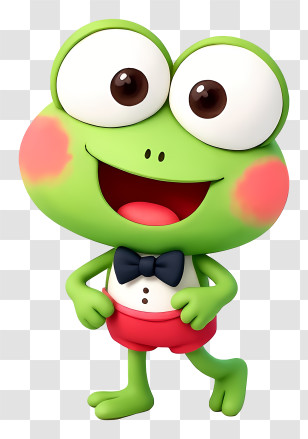 Keroppi - Green Frog Cartoon Character With Bowtie Transparent PNG