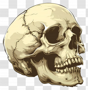 Human Skull Illustration - Intricate Human Skull Illustration Transparent PNG