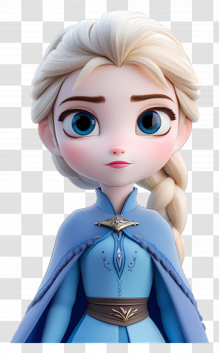 Princess Elsa - Cartoon Frozen Princess With A Blue Cape Transparent PNG