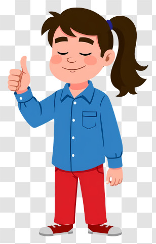 Boy Giving Thumbs Up - Happy Cartoon Girl Giving Thumbs Up Transparent PNG