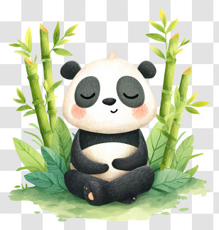 Panda In Bamboo Forest - Zen Panda In Bamboo Transparent PNG