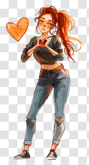 Heart - Girl Making Heart Gesture Illustration Transparent PNG