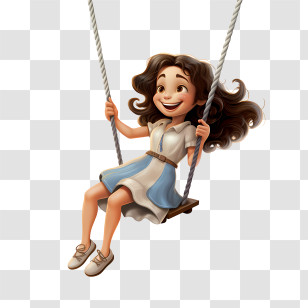 Autumn Swing - Happy Girl On Swing Transparent PNG