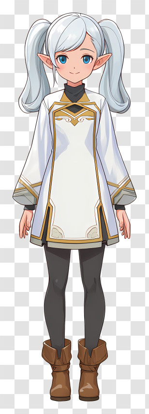 Frieren - White-Haired Elf Girl Transparent PNG