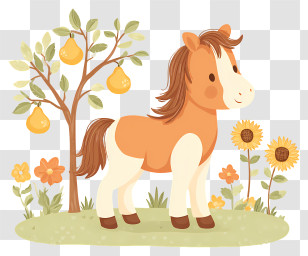 Cute Horse In Garden - Cute Pony In Garden Transparent PNG