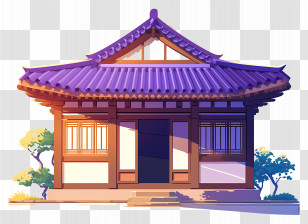 Korean House - Traditional Asian Building Illustration Transparent PNG