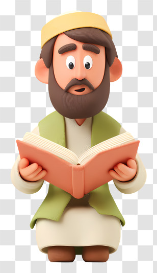 Islamic Man Reading Quran - Man Reading A Book Transparent PNG